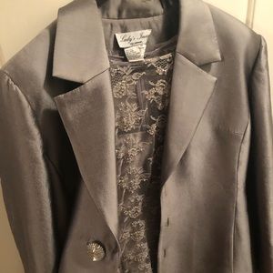 Beautiful two-piece silver formal dress & jacket!